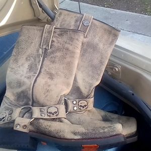 Harley Davidson skull beige boots